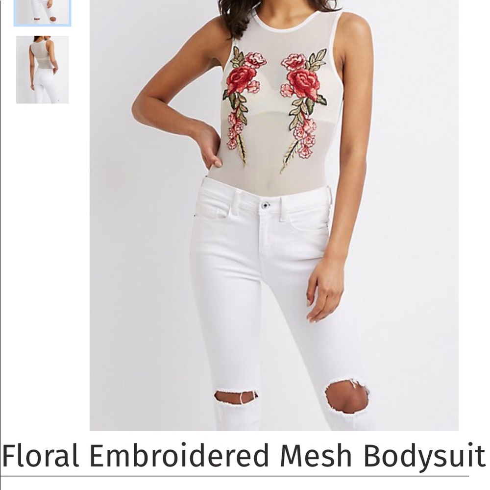 ⚡️⚡️ MOVING SALE Floral Embroidered Mesh Bodysuit